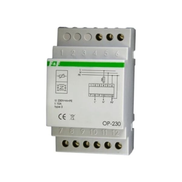 F&F Ogranicznik przepięć D z potrójnym filtrem przeciwzakłóceniowym 2P 1kV OP-230 3118800 5908312596110