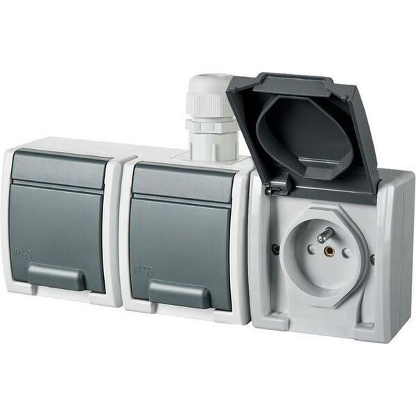 Elektro-Plast Gniazdo potrójne AQUANT z/u 3x2P+Z IP65 (1243-65) 3384061 5902431690476