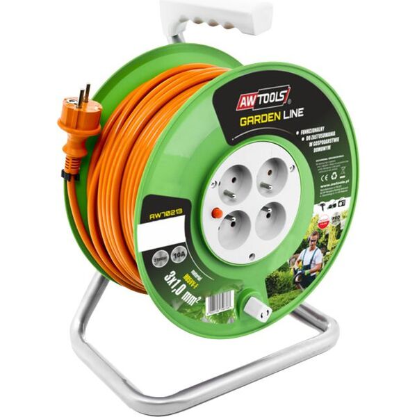 AWTools Przedłużacz bębnowy Garden Line 4 gniazda 3 x 1mm 10A 15m (AW70211) 3387067 5902198746744