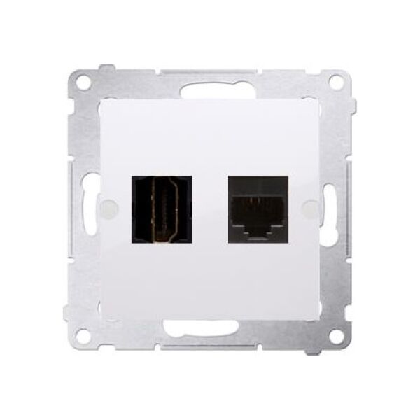Kontakt-Simon Simon 54 Gniazdo HDMI + komputerowe RJ45 kat.6 białe (DGHRJ45.01/11) 3396123 5902787844813