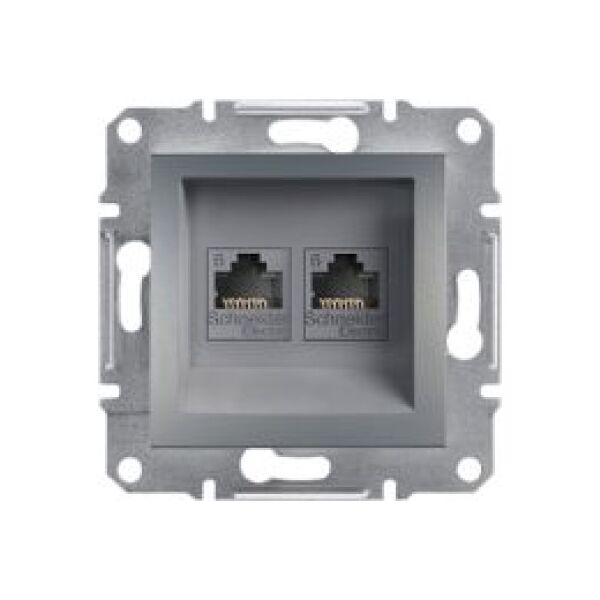 Schneider Electric Gniazdo komputerowe Asfora 2 x RJ45 kat. 6 UTP bez ramki stal (EPH4800162) 3397335 3606480730658