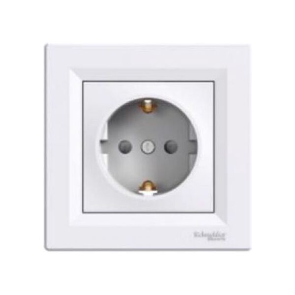Schneider Electric Gniazdo instalacyjne Asfora pojedyncze schuko z przesłonami białe (EPH2900221) 3397407 3606480526107