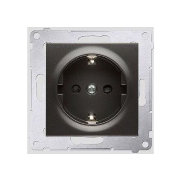 Kontakt-Simon Gniazdo pojedyncze SCHUKO z/u 16A IP20 z przesłoną torów antracyt (DGSz1Z.01/48) 3404963 5902787824006