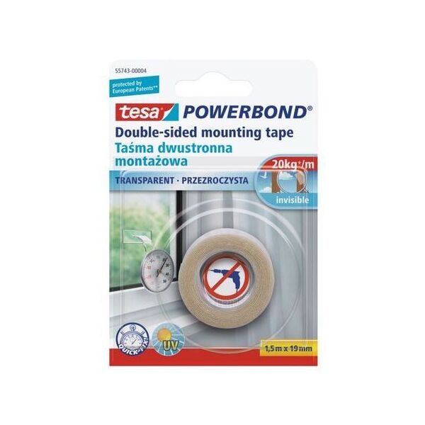 Tesa Taśma montażowa przezroczysta 1,5m x 19mm (H5574304) 3406746 4042448843173