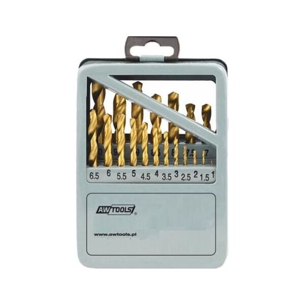 Wiertło AWTools do metalu tytanowe walcowe 1,5 2 7 4,5 4 5,5 5 1 3 2,5 3,5 6 10 10,5 11 11,5 12 12,5 13 6,5 7,5 8 8,5 9 9,5mm zestaw (AW42325) 4084361 5902198745341