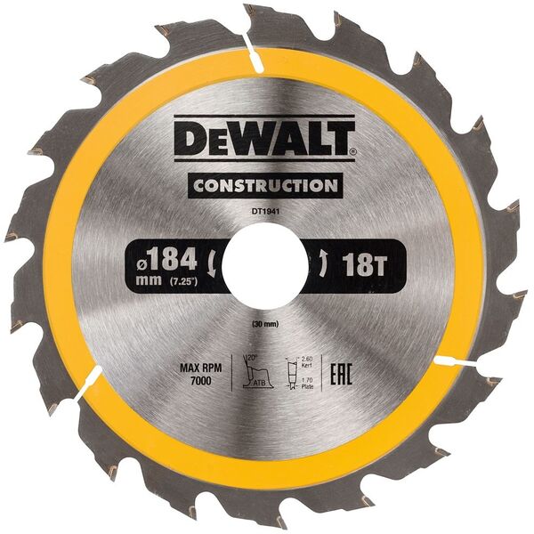 Dewalt Piła tarczowa 184x30mmx18z - DT1941-QZ 4084891 5035048095584