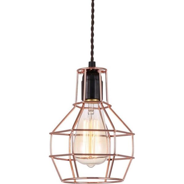 Lampa wisząca Italux Perifo industrial klasyczna miedź  (MDM-2272/1 BK+COP) 4107578 5900644332527