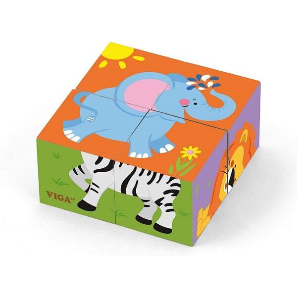 Viga Kostki Puzzle - Zoo (0960, Viga) 4135261 6934510508364