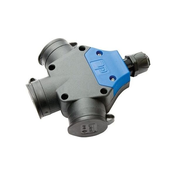 AEP Gniazdo przenośne AEP potrójne jednofazowe gumowe z zatyczką 16A 230V IP44 czarne (9002265) 4178537 8693151695922
