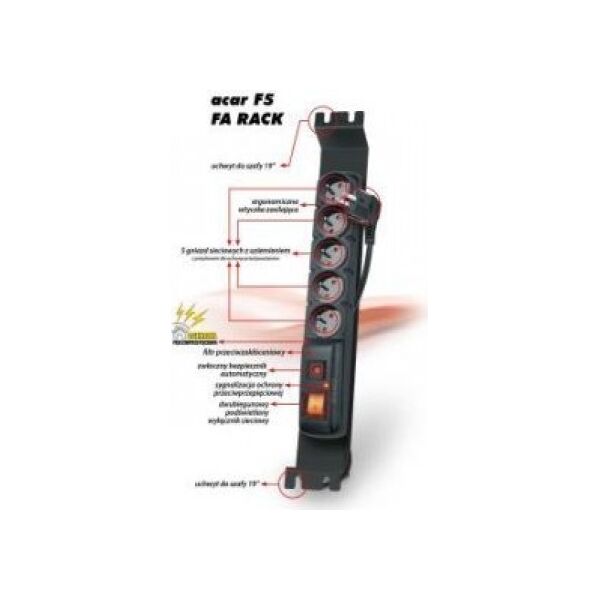Acar Listwa zasilająca F5 FA RACK 5x 230V PL 3m (W0084) 4584577 5904743284404