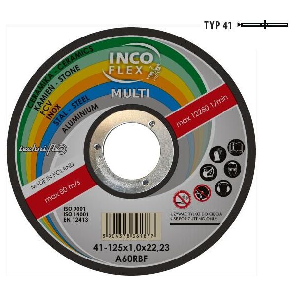 Techniflex tarcza uniwersalna metal, pcv, beton 125 x 1,6mm (M415-125-1.6-22A46Rm) 4759618 5904378361884