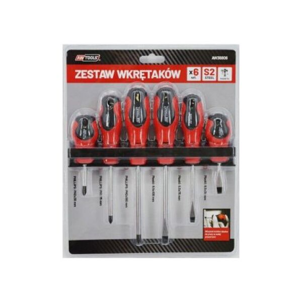 AWTools Zestaw wkrętaków na wieszaku S2 6szt. (AW36806) 5772646 5903041034094