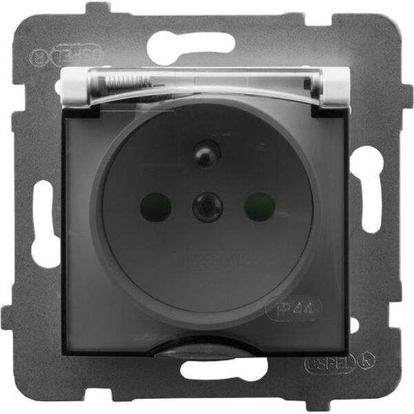 Ospel ARIA Gniazdo bryzgoszczelne z/u IP44 z przesłonami torów prądowych wieczko przezroczyste biały GPH-1UZP/m/00/d 5775394 5907577482305