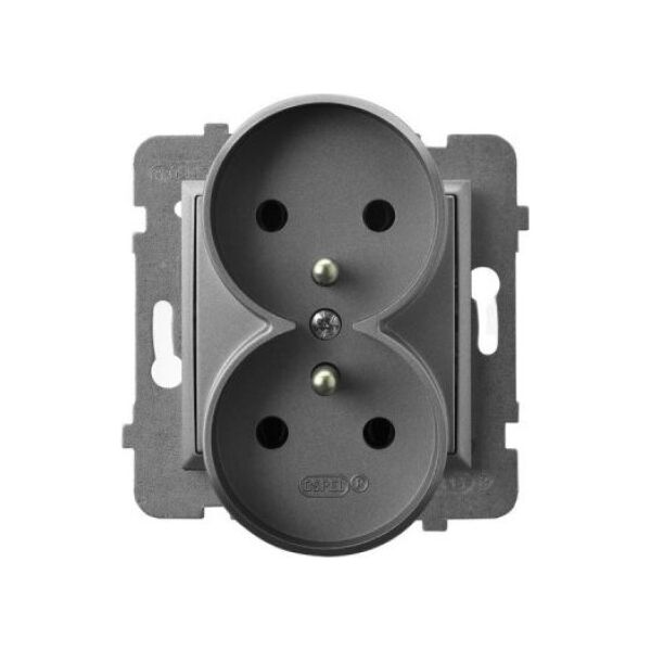 Ospel Gniazdo Aria podwójne z/u szary mat (GP-2URZ/m/70) 5775400 5907577485139