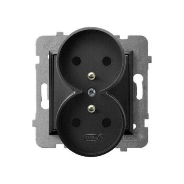 Ospel Gniazdo Aria podwójne z/u czarny metalik (GP-2URZ/m/33) 5775401 5907577484248