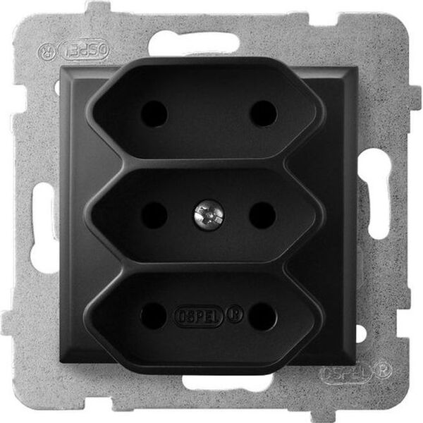 Ospel ARIA Gniazdo potrójne EURO czarny metalik GP-3U/m/33 5775406 5907577484286