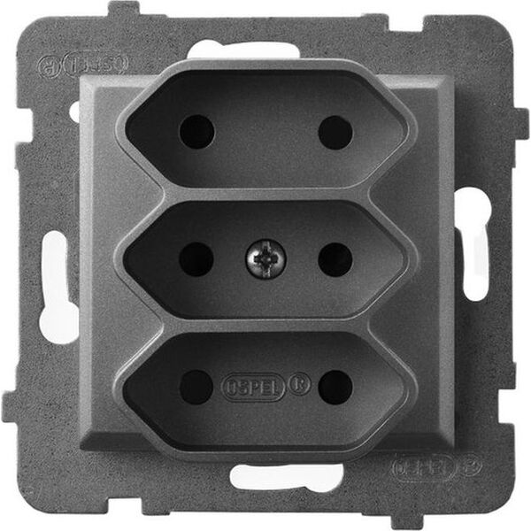 Ospel ARIA Gniazdo potrójne EURO szary mat GP-3U/m/70 5775409 5907577485177