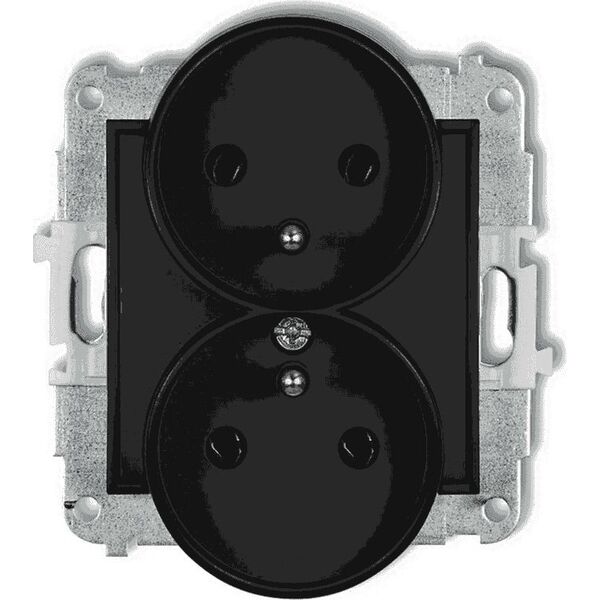 Karlik MINI Gniazdo podwójne z/u czarny mat 12MGPR-2z 6009877 5903268587236