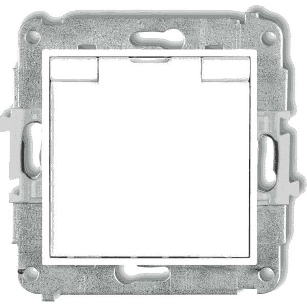 Karlik MINI Gniazdo bryzgoszczelne z/u IP44 z przesłonami klapka biała białe MGPB-1zp 6009882 5903268584358