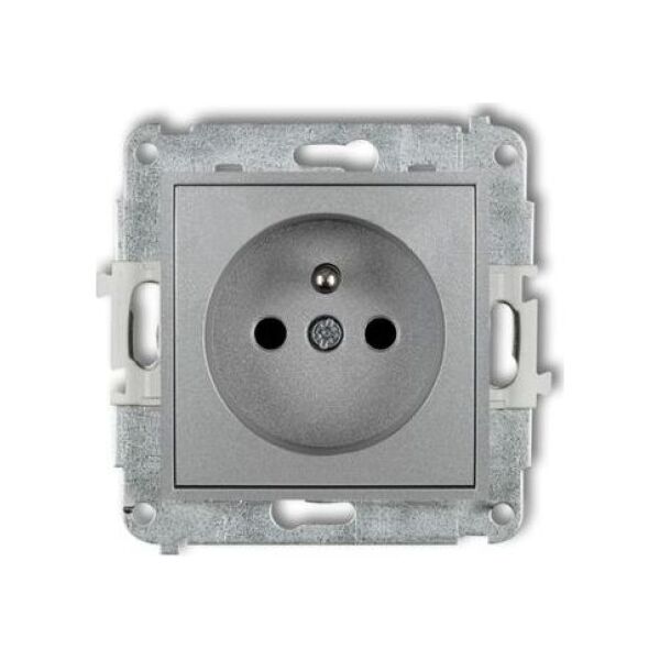 Karlik MINI Gniazdo pojedyncze z/u z przesłonami srebrny metalik 7MGP-1zp 6009898 5903268585041