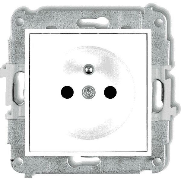 Karlik MINI Gniazdo pojedyncze z/u z przesłonami białe MGP-1zp 6009902 5903268584334