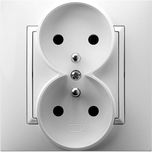 Ospel ARIA Gniazdo podwójne z/u biały GP-2UZ/00 6009917 5907577482350
