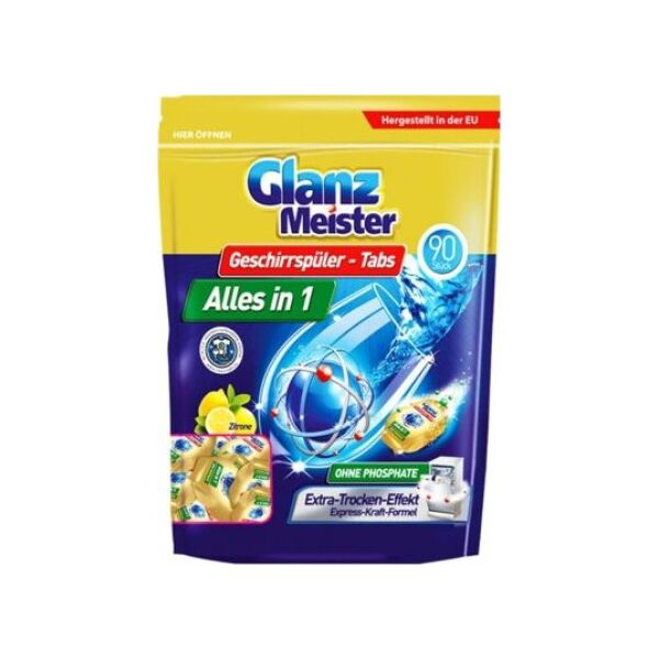 GlanzMeister Tabletki do zmywarki GlanzMeister Alles in 1, 90 sztuk uniwersalny 6011764 4260418932089