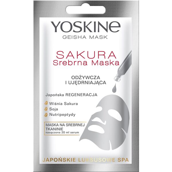 Yoskine Maseczka do twarzy Geisha Mask Sakura Srebrna Maska odżywczo-ujędrniająca 20ml 6056121 5900525060730