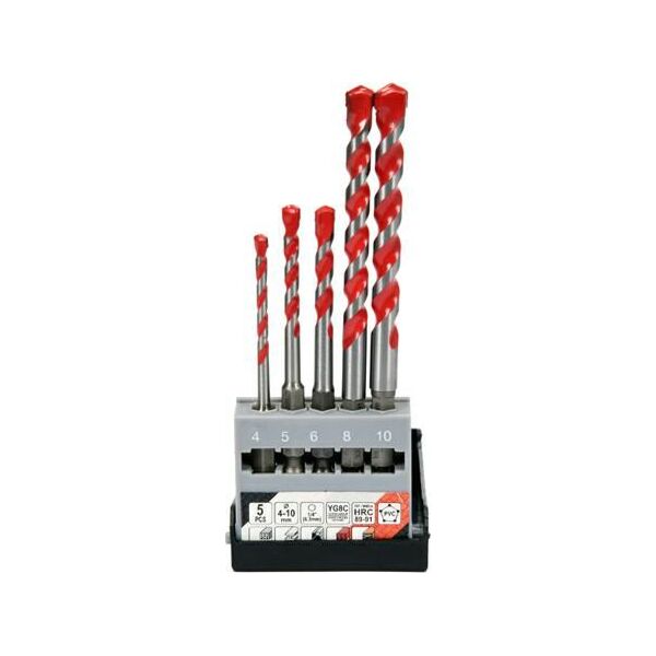 Wiertło Yato `Wiertło uniwersalne kpl.4,0-10 mm.uchwyt 1/4"Hex kpl. 5szt.(beton,ceramika,stal,alum.,PCV,drewno) 6225598 5906083038372