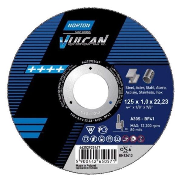 Norton Clipper tarcza flex 27 125x6,4x22,2 A 30 P Vulcan (66252830804) 6411264 5900442658263