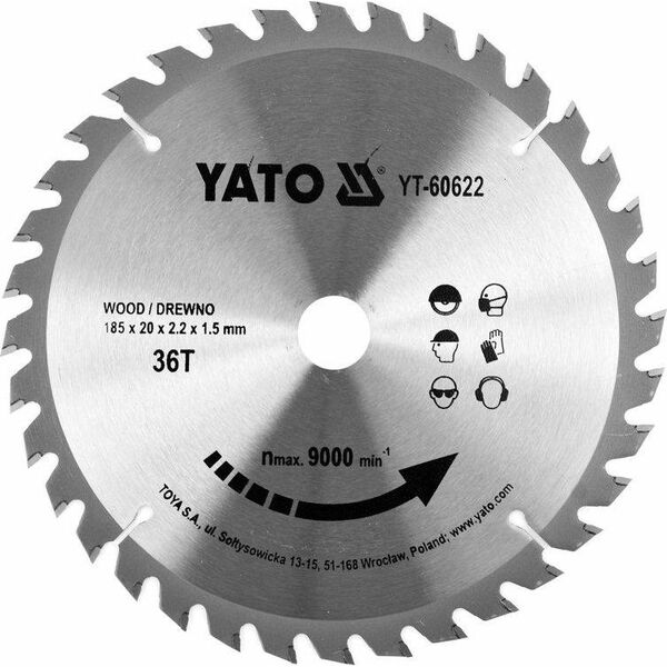 Yato YATO PIŁA TARCZ.WID. 185*36*20 60622 YT-60622 6418311 5906083052934
