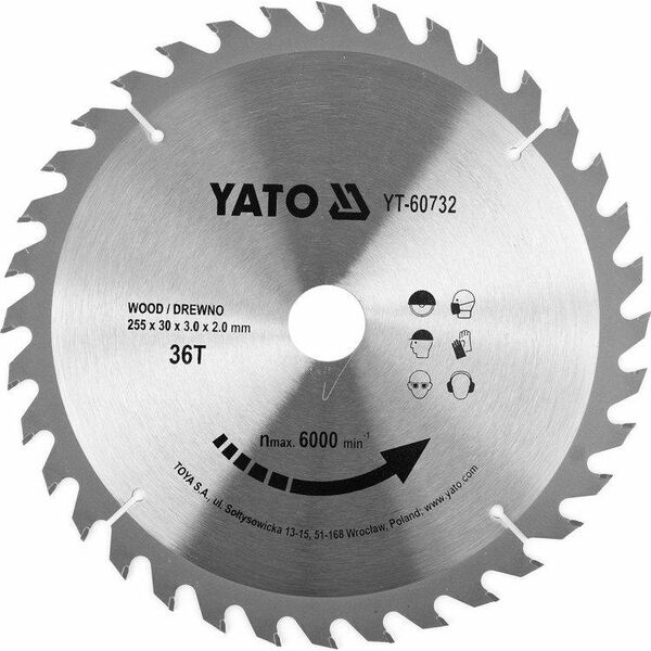 Yato Tarcza Widiowa Do Drewna 255X36TX30MM (YT-60732) 6418319 5906083053047