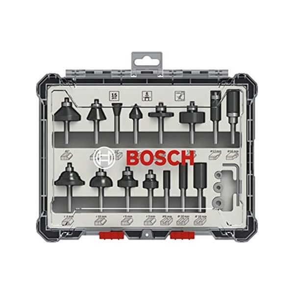 Bosch BOSCH ZESTAW FREZÓW 15szt. UCHWYT 6mm B2607017471 6418876 3165140958028