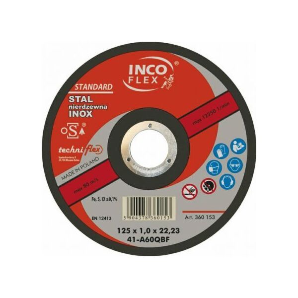 Inco Flex tarcza do metalu Inox 125x1,0 (M411-125-1.0-22B60Q) 6420872 5904378360153