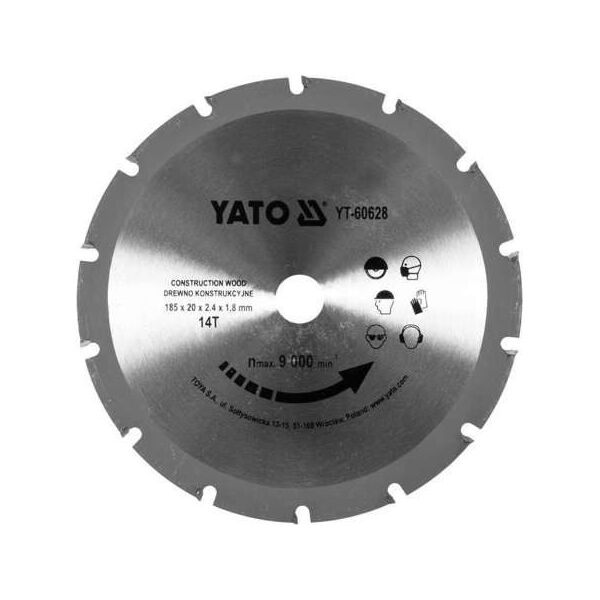 Yato tarcza do cięcia drewna z gwoździami 185x14x20 (YT-60628) 6420889 5906083044618