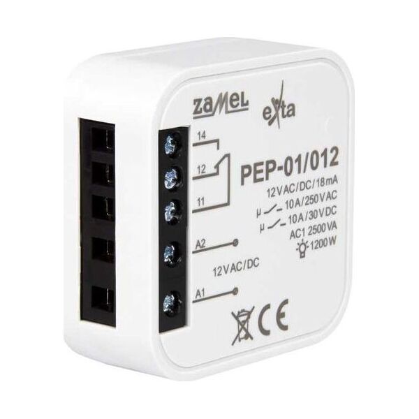Zamel Przekaźnik elektromagnetyczny dopuszkowy 12VAC/DC 10A PEP-01/012 EXT10000258 6459272 5903669347835