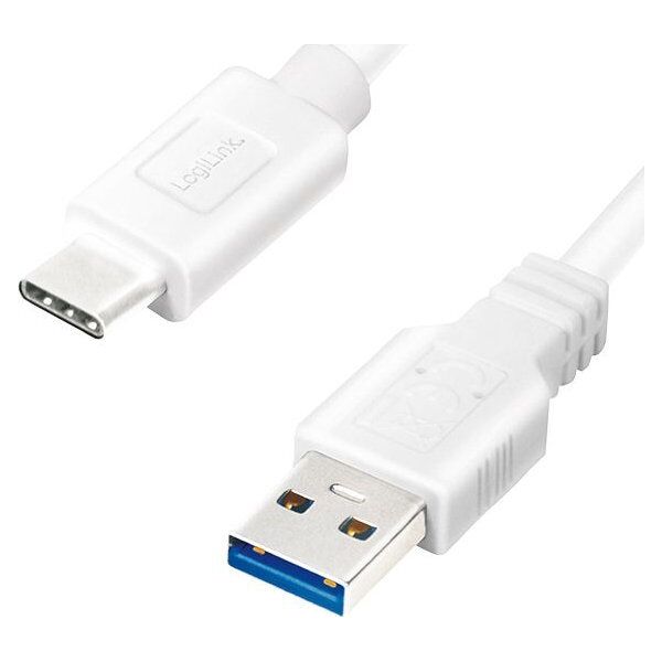 Kabel USB LogiLink USB-A - USB-C 3 m Biały (CU0177) 6479111 4052792055269