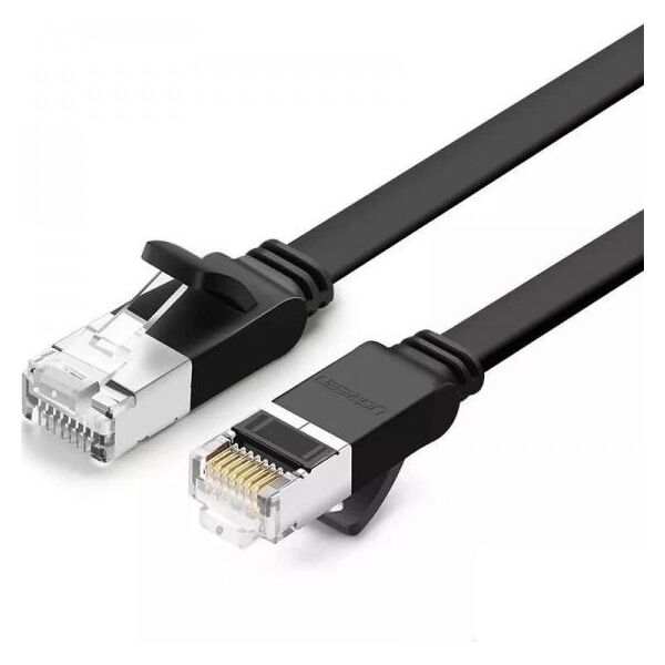 Ugreen Płaski kabel sieciowy UGREEN z metalowymi wtyczkami, Ethernet RJ45, Cat.6, UTP, 0,5m (czarny) 6593267 6957303851836