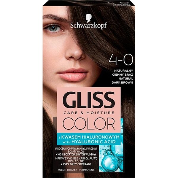 Schwarzkopf Gliss Color nr 4-0 naturalny ciemny brąz 6602240 9000101261103