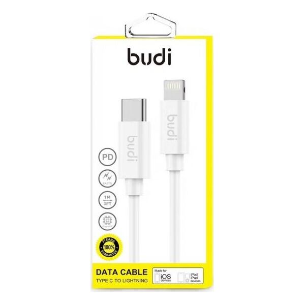 Kabel USB Budi USB-C - Lightning 1 m Biały (BD195) 6642314 6971536923665