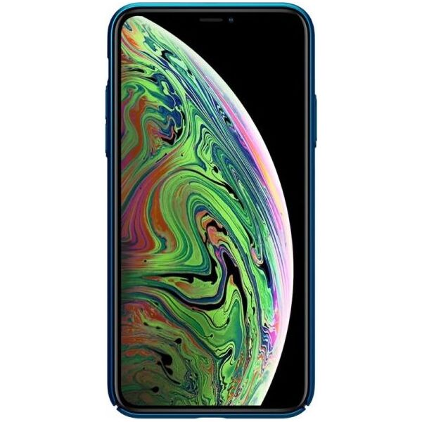 Nillkin Nillkin Super Frosted Shield - Etui Apple iPhone 11 Pro Max z wycięciem na logo (Peacock Blue) 6644718 6902048186606