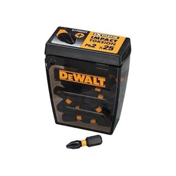 Dewalt zestaw bitów udarowych 1/4" PH2 x 25mm Extreme Impact 25 sztuk opakowanie Tic-tac (DT70555T-QZ) 6652040 5035048535226