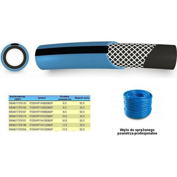 Polix WĄŻ DO SPRĘŻONEGO POWIETRZA FI = 6mm x 25m, NIEBIESKI, PROFESIONALNY P430WP1W062560 6708558 5904617376136