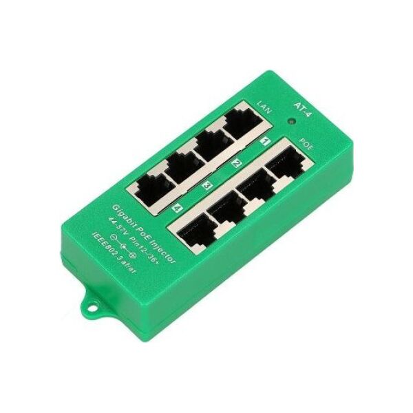 ExtraLink EXTRALINK ACTIVE POE INJECTOR 4 PORT GIGABIT 802.3AT/AF MODE A 6748004 5903148912554