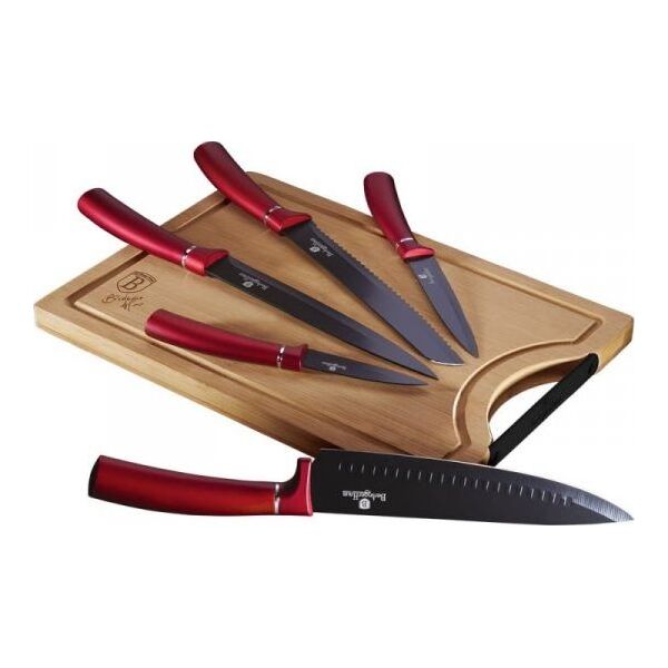 Berlinger Haus ZESTAW NOŻY Z DESKĄ 6-EL. BERLINGER HAUS METALLIC BURGUNDY LINE BH-2552 6921722 5999108416699