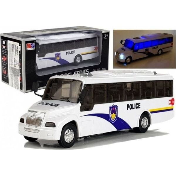 Lean Sport Model Autobusu Bus Policyjny Świeci Biały 6925384 5907625580335