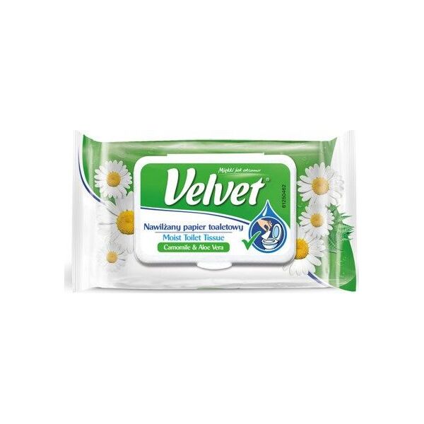 Velvet Papier toaletowy celulozowy VELVET Rum Aloe, nawilżany, 42 listki, biały 7294710 5901478997692