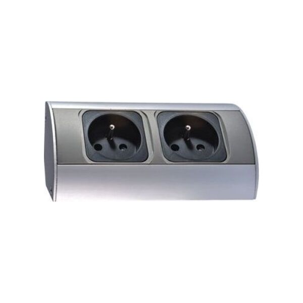 Orno Gniazdo meblowe podwójne z/u 16A IP20 aluminium/ tworzywo OR-AE-1303 7295051 5901752483415