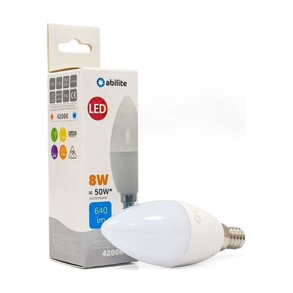 Abilite ŻARÓWKA LED ABILITE ŚWIECZKA MLECZNA B.NEUTRALNA E14 8W/230V 640LM C37 7316630 5901583549113
