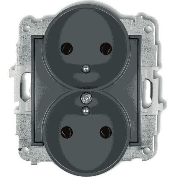 Karlik MINI Gniazdo podwójne z/u grafitowy mat 28MGPR-2z 7564546 5903268587748